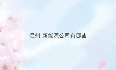 温州 新能源公司有哪些